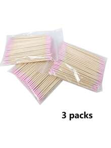 About 100pieces Of Pink Nail Polish Wipe Sticks, Nail Polish Cleaning Sticks, Double-Pointed Eyebrow Tattoo Makeup Tools Wipe Wooden Sticks, 1/2/3/4/5/10/20pack Packaging, Nail Art Supplies, Nail Art Tools, Very Suitable For Nail Art Supplies, Nail Art Tools, Manicure, Back To School Manicure And Press-On Manicure