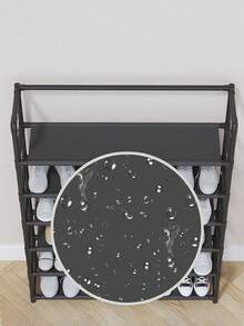 带扶手的黑色金属鞋架，改善空间，简约防尘，坚固，时尚，易于组装和拆卸，便携，适用于客厅、卧室、玄关、办公室、家庭、多层存储、节日礼物、儿童礼物 - 彩色 - 查看 5