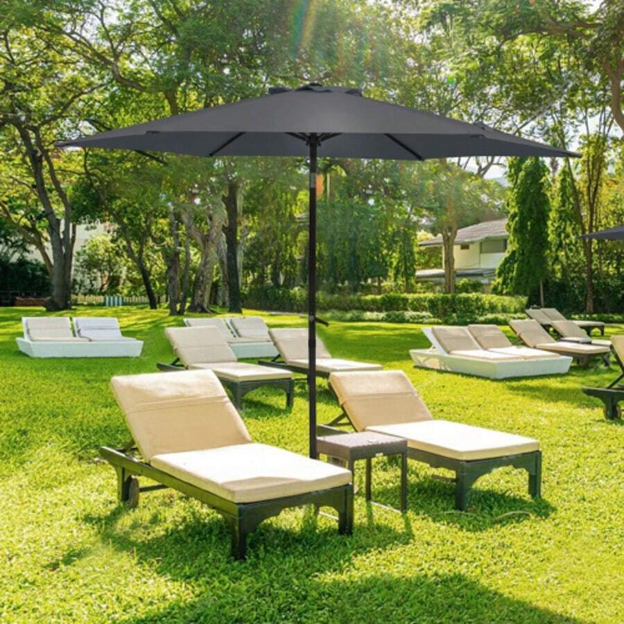 Folding Parasol Ø 270 Cm, Practical Travel Parasol, Functional Beach Parasol For Balcony, Garden, Beach, Outdoor Use