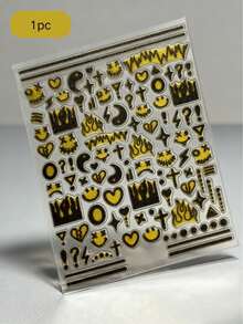 1张Y2K男士美甲贴纸 简约黑色笑脸男士美甲贴纸 DIY情侣美甲贴纸 美甲店独家男士美甲贴纸 美甲用品 - 彩色 - 查看 9