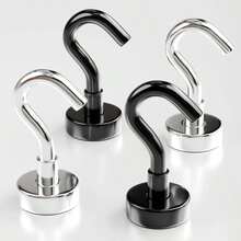 Magnetic Hooks 27 LBS (Pack Of 10 Silver) - Heavy Duty Neodymium Hooks For Outdoor &Amp; Backyard Use - Strong Rare Earth Magnets For Cruise Cabins - Magnetic Hooks For Kitchen &Amp; Refrigerators - ColorA - 查看 1