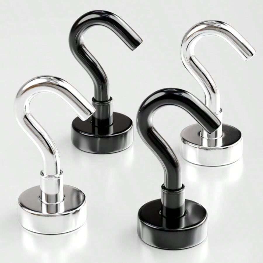 Magnetic Hooks 27 LBS (Pack Of 10 Silver) - Heavy Duty Neodymium Hooks For Outdoor &Amp; Backyard Use - Strong Rare Earth Magnets For Cruise Cabins - Magnetic Hooks For Kitchen &Amp; Refrigerators - ColorA - 查看 1