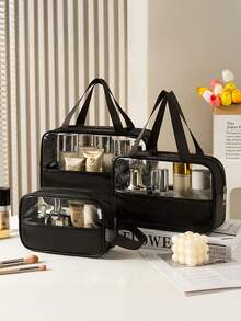 1pc Transparent Visible Travel Makeup Bag, Multifunctional Waterproof Storage Pouch, Portable Minimalist Toiletry Organizer Bag For Cosmetics, Skincare, Suitable For Beach, Travel, Dorm, Party, Birthday Gift For Women, Friends, Family,Pouch,Makeup Pouch,Travel Essential - Multicolor - View 26