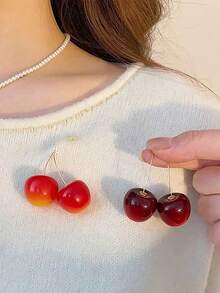 1 pieza Broche o pendiente de cereza artístico, elegante y de moda, accesorio versátil con elemento de fruta adecuado para uso diario, estilo callejero, regalo, combinación con trajes, suéteres, etc. - Multicolor - Ver 2