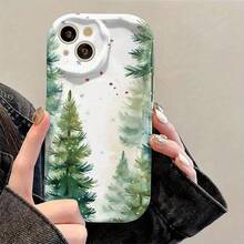 Funda de Teléfono con Diseño de Arte Estético de Escena de Nieve de Árbol de Navidad, Borde de Onda Rizada Blanca Pura, Adecuada para 16/15/14/13/12/11/8/Pro/Pro/Plus/X/XS/XR/XS, Protección de Lente, Funda Protectora para Teléfono, Regalo, Funda Texturizada, Funda con Patrón de Animales, Funda con Perlas, Decoración de Teléfono de Temporada, Protección de Teléfono, Patrón de Copo de Nieve, Detalles de Perlas, Estructura Robusta, Cubierta de Protección de Lente, Decorador de Vacaciones, Entusiasta de la Estética - Colores mixtos - Ver 5