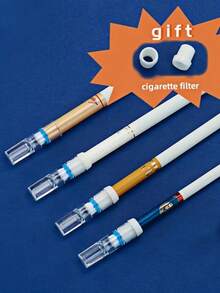 10/50/100/200pcs Disposable Cigarette Filters, Coarse/Medium/Fine 3-In-1 Throwaway Tar Collector, Multi-Layer Filtration One-Time Cigarette Mouthpiece, Smoking, Zigaretten - Blue - View 5