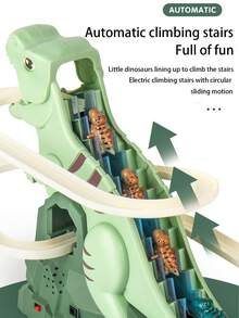 1 Set Of Electric Track Dinosaur Toy, Dinosaur-Themed Electric Track Playhouse Toy, With Music, Lights, Slide, Adventure Games, And Interactive Toys. Includes An Adventure Slide And Climbing Track. Birthday Gift. - Multicolor - View 4