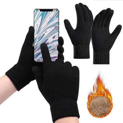 Kalınlaştırılmış Ananas Dokulu Dokunmatik Ekran Eldivenleri, Erkekler İçin Sıcak Kış Eldivenleri