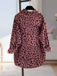 Women's Solid Color Front Button Long Sleeve Faux Pocket Casual Shirt Spring Vacation - Pink Print - View 2