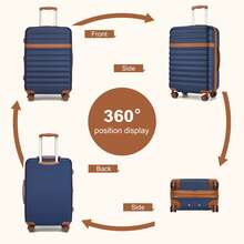 PP Hardshell Luggage 20 24 28 Inch Carry On Cabin Suitcase Expandable TSA Lock 360 Spinner Wheels Lightweight 3 Piece Set Check In Travel Holiday - Navy Blue - View 2