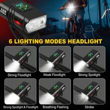 Bike Light Set ,USB - Rechargeable Lights,Easy To Install, Lights With Multiple Lighting Modes,DIBMS Ebike , Rechargeable Bicycle Light IPX5 Waterproof ,6 Light Modes, Super Bright Bike Lights Lumen Super Bright Bikelights Smart Bikelights-Bike Accessories\Bike Light\Flashlight\Bikebike Stuff - M00002 - View 2