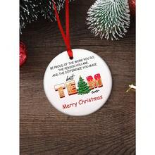 1pc "Be Proud Of The Work You Do, Best Team Ever, Merry "Round Acrylic Home Decorations Tree Hanging Ornament, Window, Fireplace, Garden Hanging Decoration, Great Gift For Colleagues, Winter Decoration Christmas Decorations Room Decor Christmas