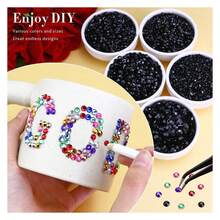 25000PCS Jet Black Jelly Rhinestones, 2mm 3mm 4mm 5mm 6mm Resin Flatback Rhinestones For Crafts Tumblers Shoes Celebration Makeup, Graduation Cap Bling Gems With B7000 Glue, Solid Black - 多色127 - 查看 2