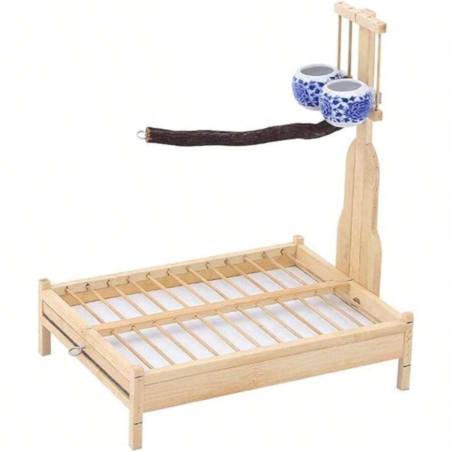 LIOONS jaulas para Aves Birdcages Bird Perch Play Stand Bird Feeder Stand con Rolling Standing Portable Bird Cage para Exteriores portátil - Amarillo - Ver 1