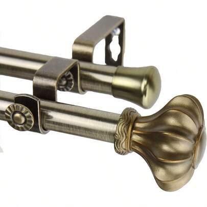 Rod Desyne Flair Double Curtain Rod 2848" Antique Brass