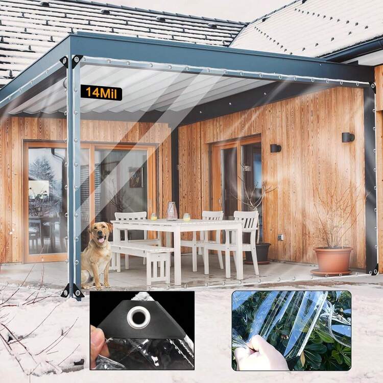 1pc Heavy Duty Transparent PVC Tarpaulin, Waterproof, Windproof, Suitable For Patio, Greenhouse, Garden, Outdoor Use - White - View 3