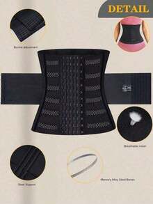 1pc Wrap Waist Trainer Double Belt Body Shaper Corset Shapewear Slimming Sheath Woman Flat Tightens Belly Sheath Waist Trainer Body Shaper RVPV - màu đen - Xem 4