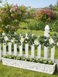 2/1pc Artificial Eucalyptus Wreath With White Rose, Fake Rose Vine, Baby's Breath, Green Plants, For Home Party Wedding Table Decor, Wedding Arch Centerpiece Party Table Backdrop Decoration, Artificial Flowers For Decor, Room Decor, Birthday Decor - Multicolor - View 7