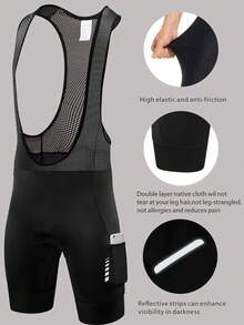 Qualicos Men's Road Cycling Bib Shorts, Made Of Soft Breathable Silicone 4D Pad, With Side Pockets And Reflective Strips