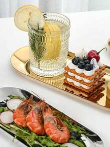 1pc/3pcs Gold Eid Mubarak Oval Stainless Steel Tray, Drink Coaster, Desktop Organizer, Metal Plate For Dessert, Snack, Jewelry - Multicolor - View 7