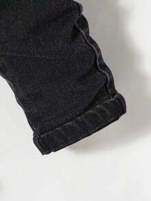 Boys' Solid Color Minimalist Daily Skinny Jeans - Black - View 5