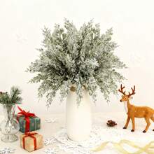 20 buc buchet de plante artificiale cu fulgi de zăpadă, ramuri de pin, potrivit pentru decorul casei, decorul nunții, coroana de Crăciun, decorul camerei, decorul balconului, bucătărie, sufragerie, dormitor, decorul camerei de zi, decorul petrecerii, decorul de Halloween, decorul de Crăciun, meșteșuguri de Crăciun, petrecere de ziua de naștere, decorul mesei de Crăciun, decorul casei, cadou de Crăciun, vază de dovleac, decorul grădinii exterioare