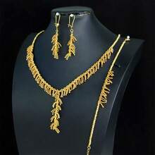 Dubai Fashion Jewelry Set 24k Gold Plated Middle East Muslim Islamic Lucky Necklace Bracelet Earrings Nigeria Bridal Wedding Jewelrys - Beads Jewelry - View 7