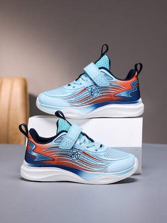 Chaussures de sport d'extérieur pour enfants, respirantes et à maille, mode colorée, semelle souple antidérapante, avec design pratique à boucle et crochet, pour le printemps et l'automne