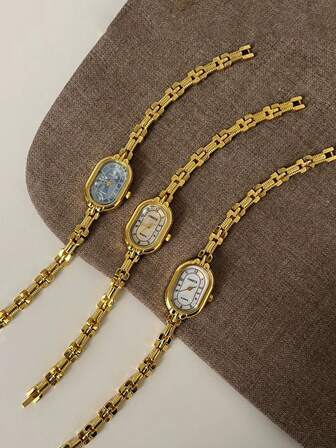 1pc Casual Minimalist Fashionable Elegant Chic Oval Dial Quartz Watch, Ideal Gift, Year-End Promotion, Online Shopping Festival