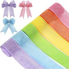 6 Rolls Easter Spring Pastel Wired Ribbon Colorful Burlap Ribbon Total 30 Yard For Valentine's Day Spring Wreaths Crafts Bow Gift Wrapping Party Decoration(Easter Color,2 Inch) - Màu sắc Halloween - Xem 9