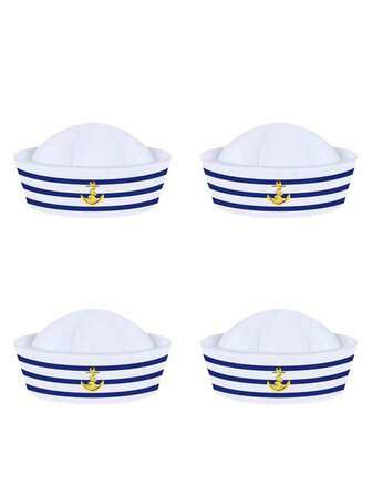 HongLuan 1pc Polyester Sailor Hat For Women & Men, Yacht Captain Hat, Suitable For Winter, Christmas, Bachelorette Party, Cosplay, Yacht Party, Parade, Adult Party, Beach