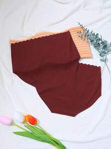 Bộ 2 quần lót không đường may dành cho nữ, đồ lót gợi cảm. - Màu Đỏ Sâu - Xem 2