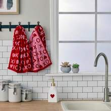 SKL Home - Juego de Toallas de Mano para el día de San Valentín, 2 Unidades(Xs y Os) - Multicolor - Ver 2