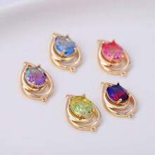 5/10 chiếc Mặt dây chuyền hình thoi đôi bằng ren đính đá Zirconia mạ vàng 14K thời trang, thích hợp làm trang sức DIY và phụ kiện trang trí, phù hợp cho bông tai, kẹp tóc, vòng cổ, món quà hoàn hảo cho bạn bè, gia đình, thầy cô, người yêu, sinh nhật, các buổi họp mặt, đồ thủ công handmade. - Nhiều màu - Xem 7