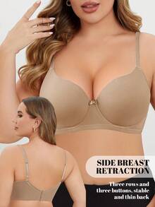 Sujetador con aros MIMILEMON para mujer de talla grande, con soporte y comodidad - Café integral - Ver 3