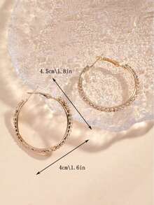 1 par de pendientes de aro elegantes y de moda de 4.5cm decorados con rhinestones, pendientes elegantes personalizados con un toque de alta gama, versátiles para uso diario y eventos - bucles para las orejas de 4,5 cm - Ver 6