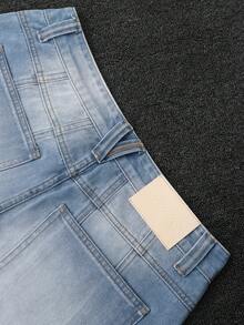 男士时尚休闲复古宽松直筒阔腿水洗牛仔裤 - 藍色 - 查看 7