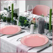 10pcs/20pcs/40pcs 9-Inch Pink Mexican Paper Plates, Birthday Party Tableware Decor, Mexican Terracotta Flower Plates, Ceramic Plates For Birthday Wedding Party - Pink - View 5