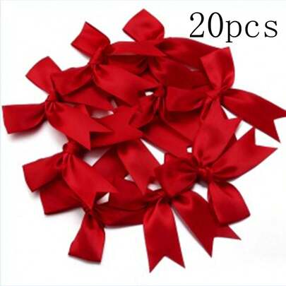 20 piezas de Lazo Rojo con Cinta (8,5 cm X 8,5 cm), Patrón Floral, Ideal para Decoración de Fiesta de San Valentín, Decoración de Boda, Decoración de Fiesta de Cumpleaños