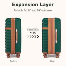 PP Hardshell Luggage 20 24 28 Inch Carry On Cabin Suitcase Expandable TSA Lock 360 Spinner Wheels Lightweight 3 Piece Set Check In Travel Holiday - Dark Green - View 3