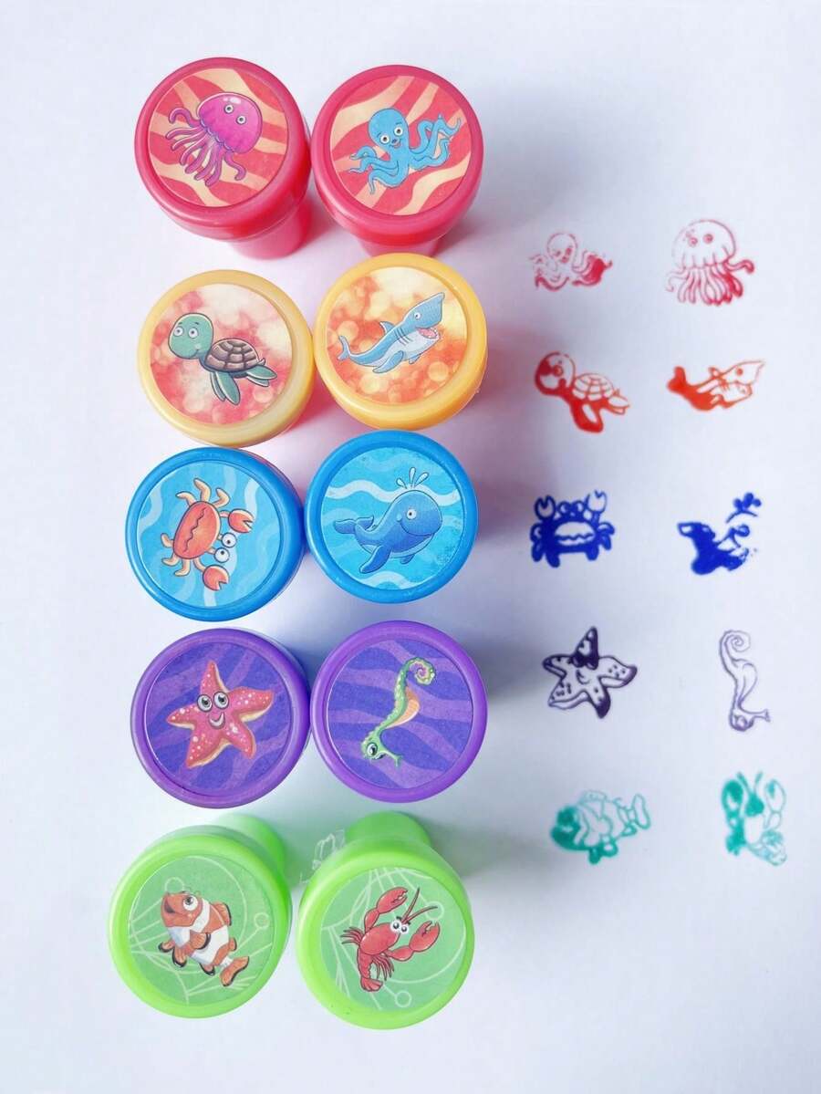 Ensemble de 10 tampons, pour encourager, féliciter et récompenser les enseignants. Tampons avec visages souriants mignons, cadeaux et récompenses adorables, petits tampons - Timbres Monde Océanique *10 - Voir 1