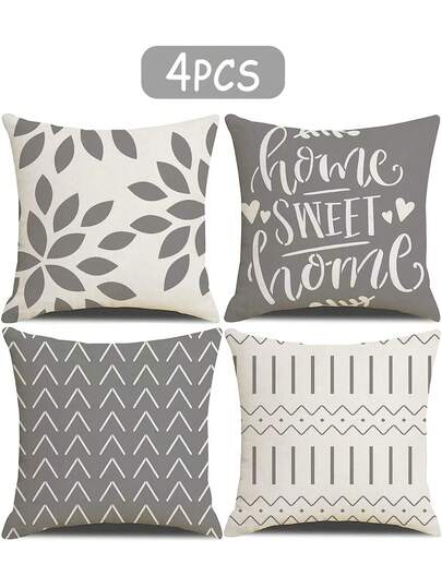 Fundas de almohada de 18 x 18 pulgadas, fundas de almohada cuadradas de 45x45cm , juego de 4 fundas de almohada cuadradas bohemias y modernas de lino para sofá, cama, decoración del hogar