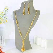 Dubai Fashion Jewelry Set 24k Gold Plated Middle East Muslim Islamic Lucky Necklace Bracelet Earrings Nigeria Bridal Wedding Jewelrys - Beads Jewelry - View 2