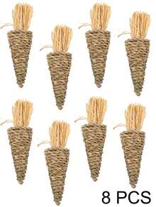 1个/2个/4个手工钩织胡萝卜磨牙玩具，适用于兔子、仓鼠、豚鼠和猫。这些玩具兼具牙齿护理和娱乐功能，可以减少宠物的无聊感，促进健康的咀嚼。是圣诞节或万圣节的绝佳礼物。 - 彩色 - 查看 14