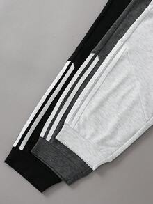 3pcs Tween Boy Casual Letter Print Knit Fabric Sweatpants, Comfortable & Versatile For Everyday Wear, Outdoor, For Tween Boys, Spring/Autumn - Multicolor - View 11