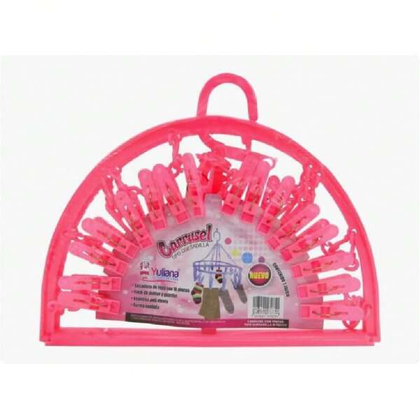 Carrusel Tendedero de Ropa Plegable con 16 Pinzas, Diseño Circular, Disponible en Azul, Verde, Rosa y Gris,27706575
