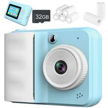 儿童即时打印相机，1080P数码相机，带视频拍摄、Sketchup打印照片功能，附赠2卷相纸，适合6-13岁以上男孩女孩，生日礼物，中国制造 - 两种颜色可选，可与朋友一起涂鸦，在照片中创造独特的色彩，捕捉美好瞬间。 - QJH-S7-相機 - 查看 5