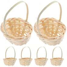 6 piezas mini tela cesta de flores set árbol de navidad decoración de vacaciones boda/casa de muñecas bambú tejido flores accesorios cesta - Comosemuestra - Ver 1