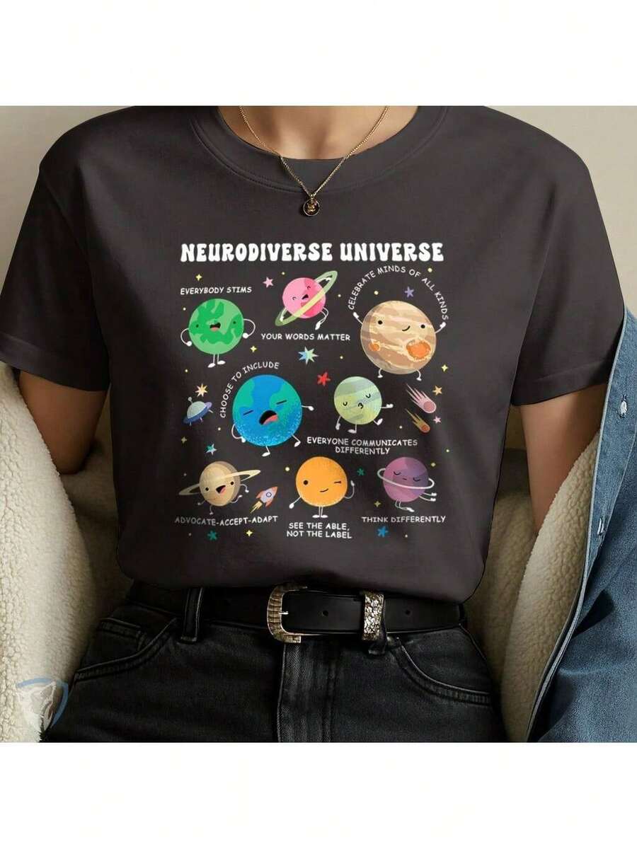 Inspirational T-Shirt | Positive Art About Inclusion And Awareness - Black - View 1