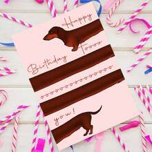 Adult Birthday Card For Dachshund Lovers - Cute Long Dog "Happy Birthday Toooo You" Greeting (With Envelope) - Multicolor - View 6